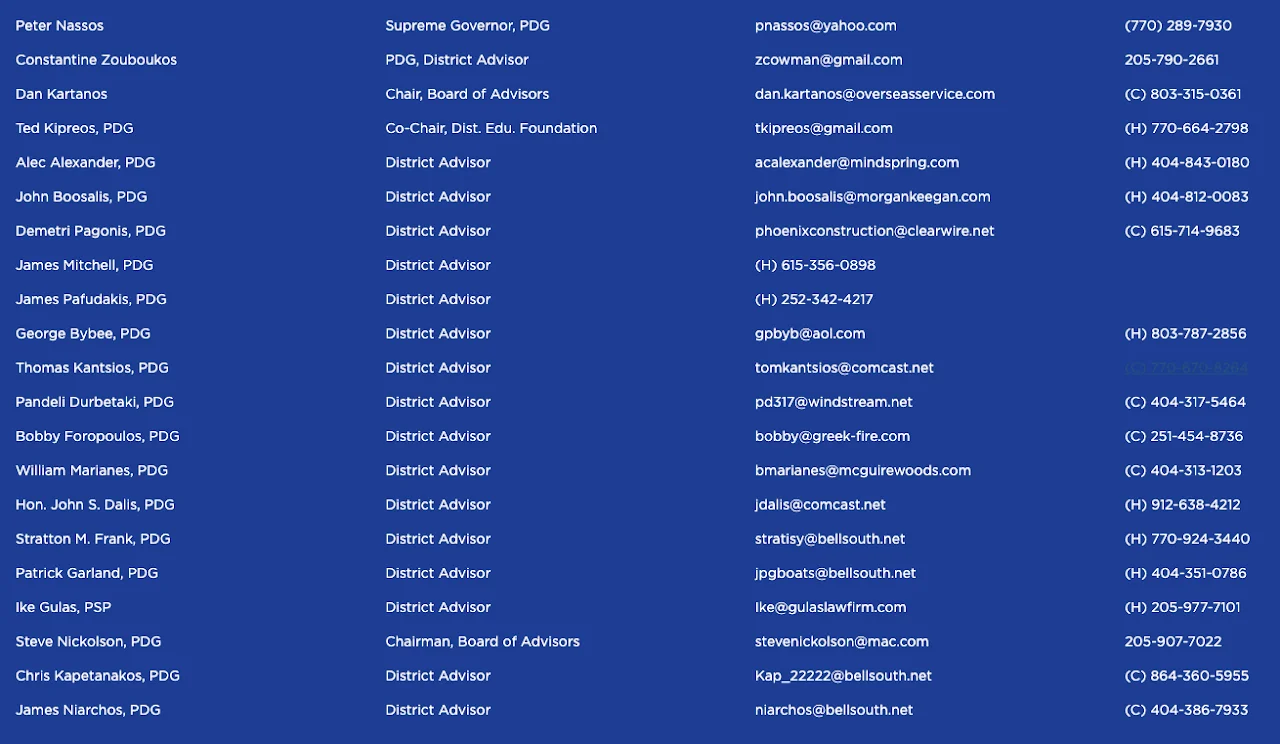 AHEPA District 1 Advisory Board